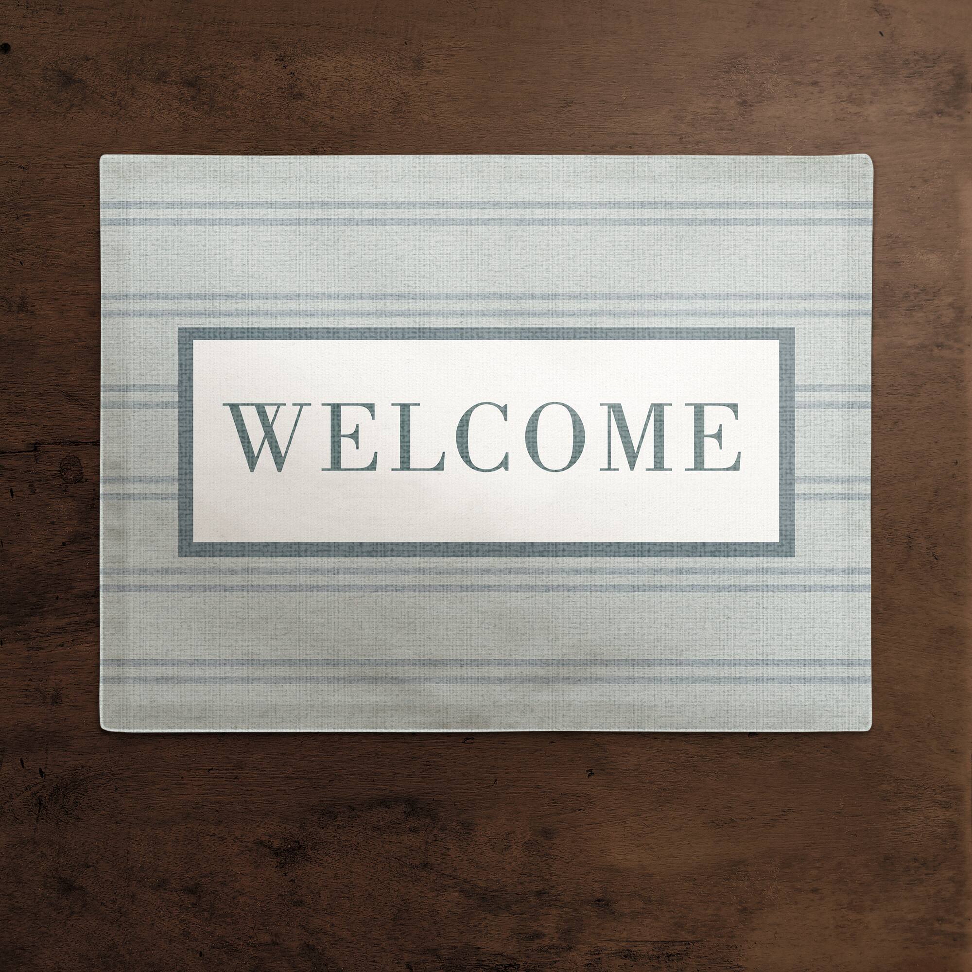 Welcome Stripe Cotton Twill Placemat